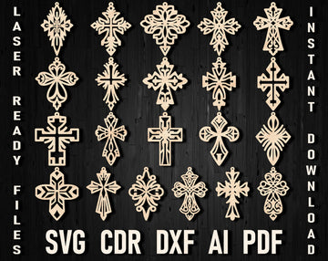 Xtool & Glowforge Cross Earring Files: Medieval SVG/DXF for Faux Leather & Wooden Jewelry