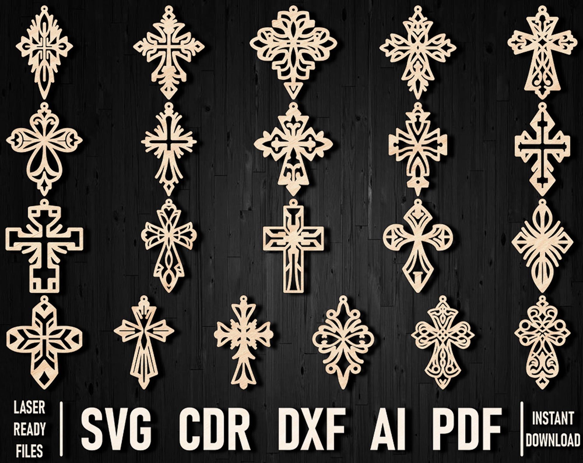 Cross vector laser cut bundle files