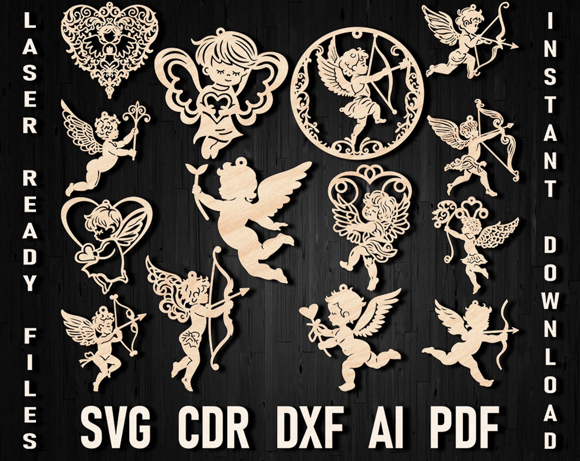 Cupid Christmas laser cut