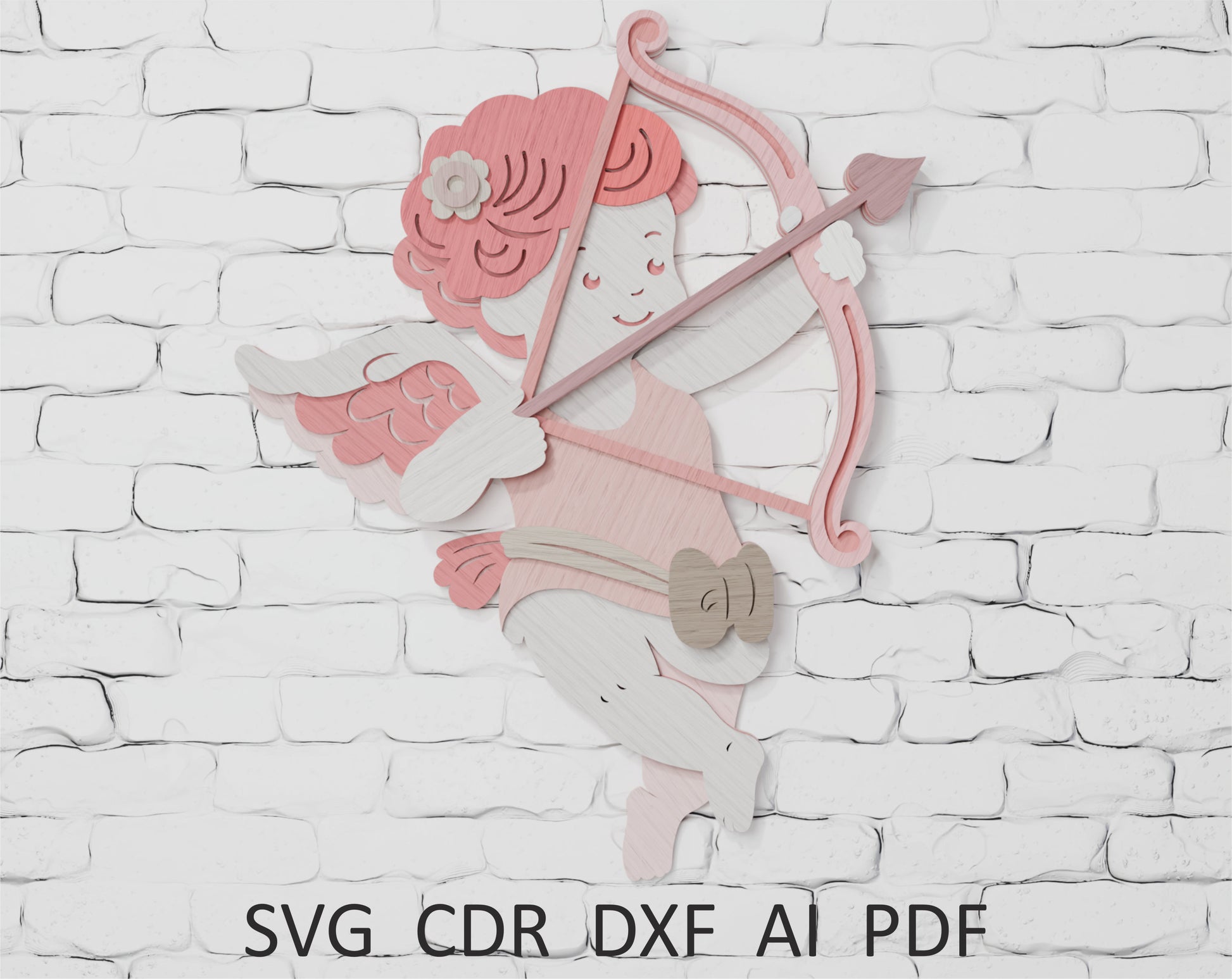Cupid Valentine SVG layered shadow box for Glowforge

