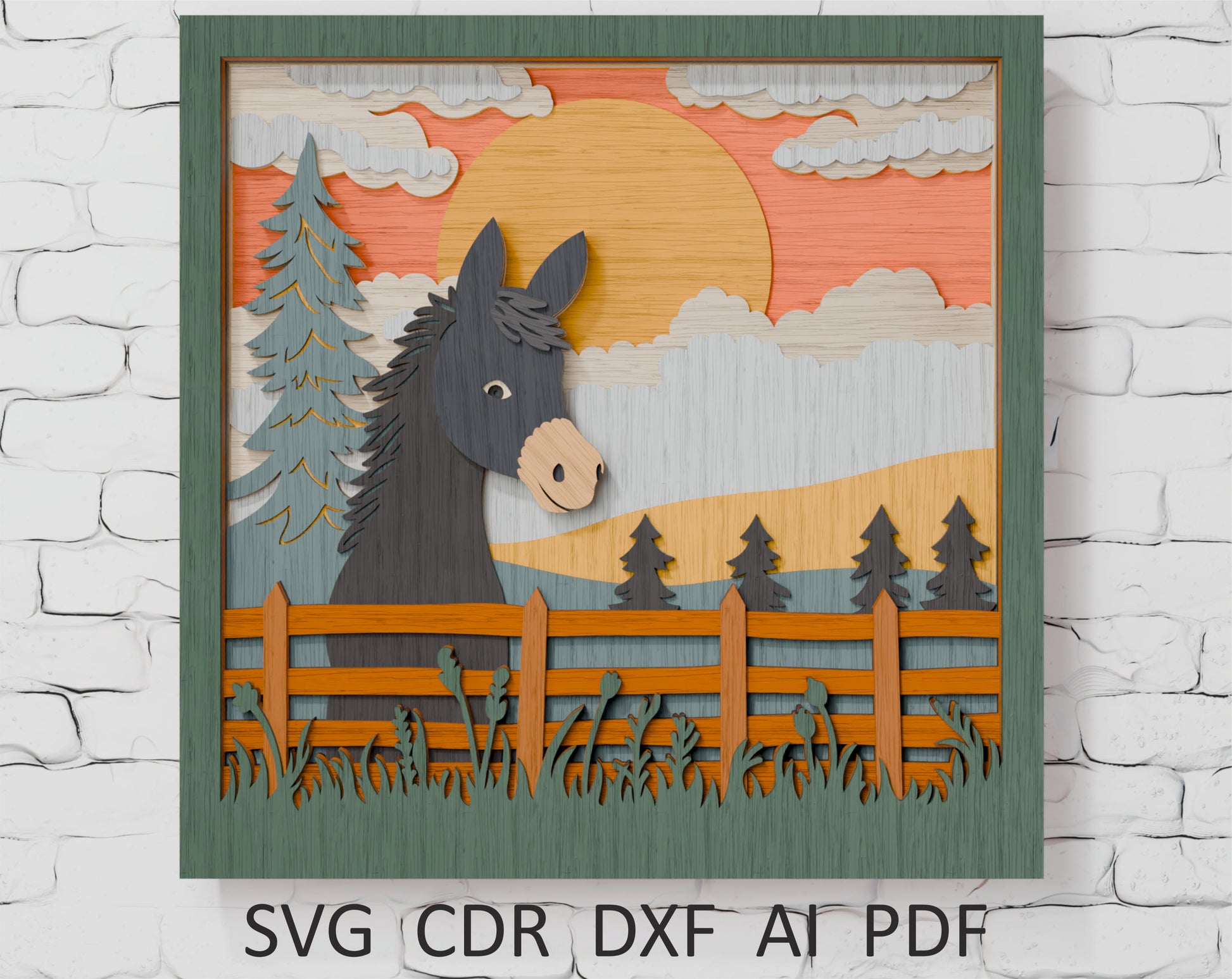 Cute peeking donkey SVG vector design cut on Cricut machine