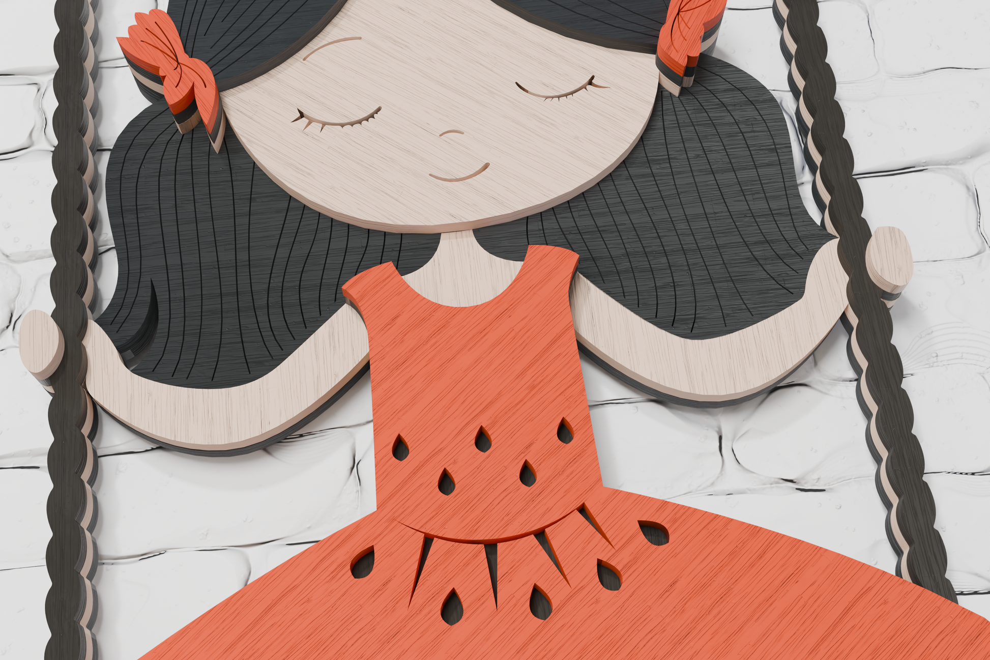 DIY 3D paper craft girl on a swing for kids