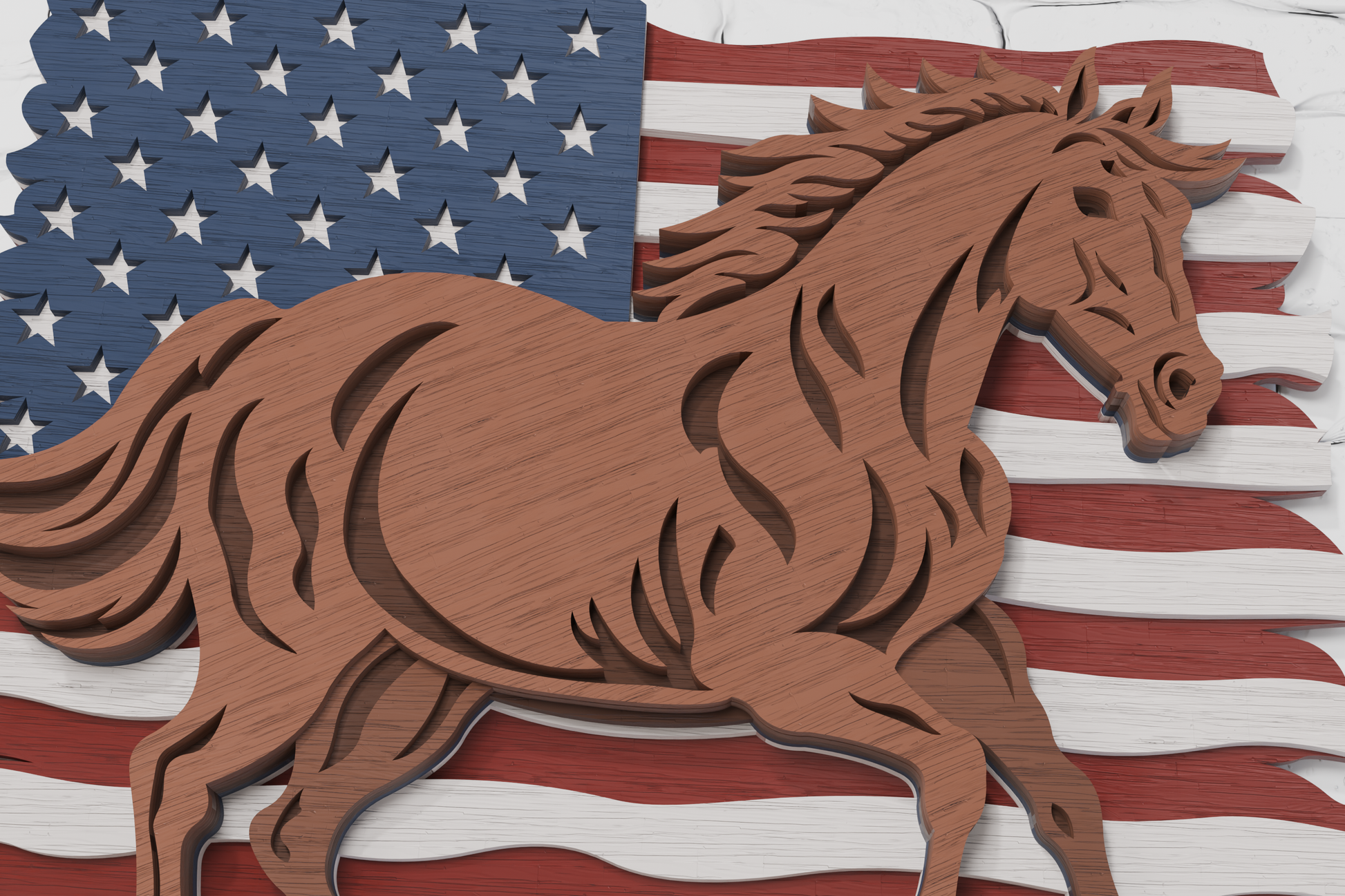 DIY 4th of July horse decoration laser cut DXF

