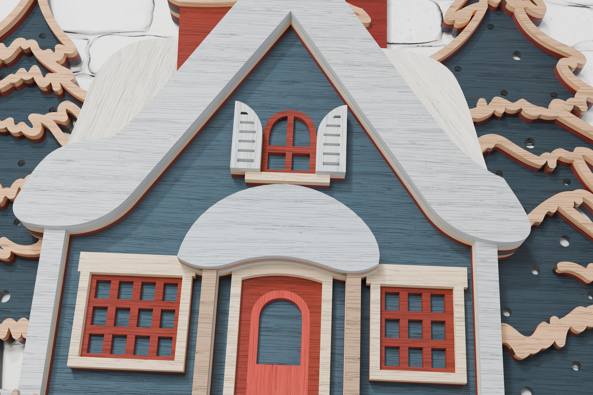 DIY Christmas house shadow box SVG for Silhouette

