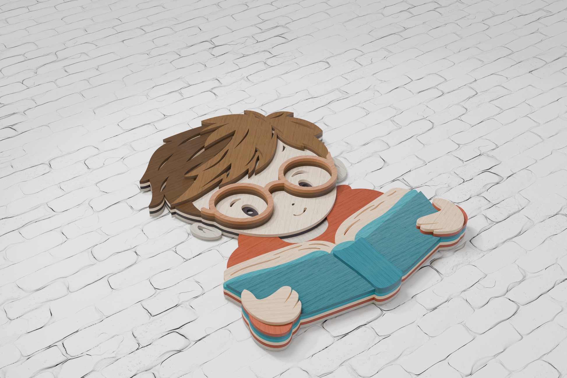DIY Multilayer Boy Reading Book SVG instant download