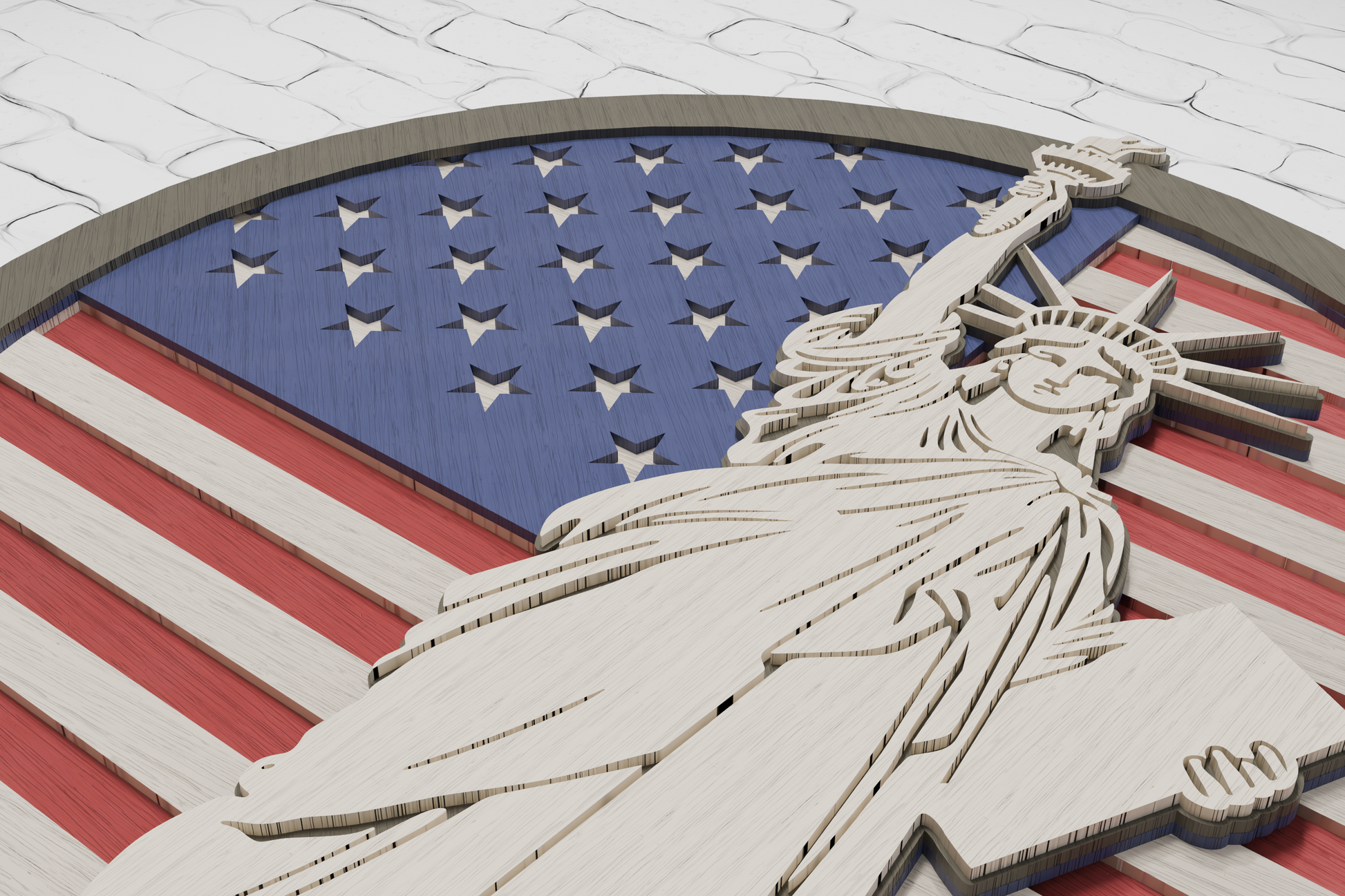 DIY Statue of Liberty on Flag multilayer SVG instant download