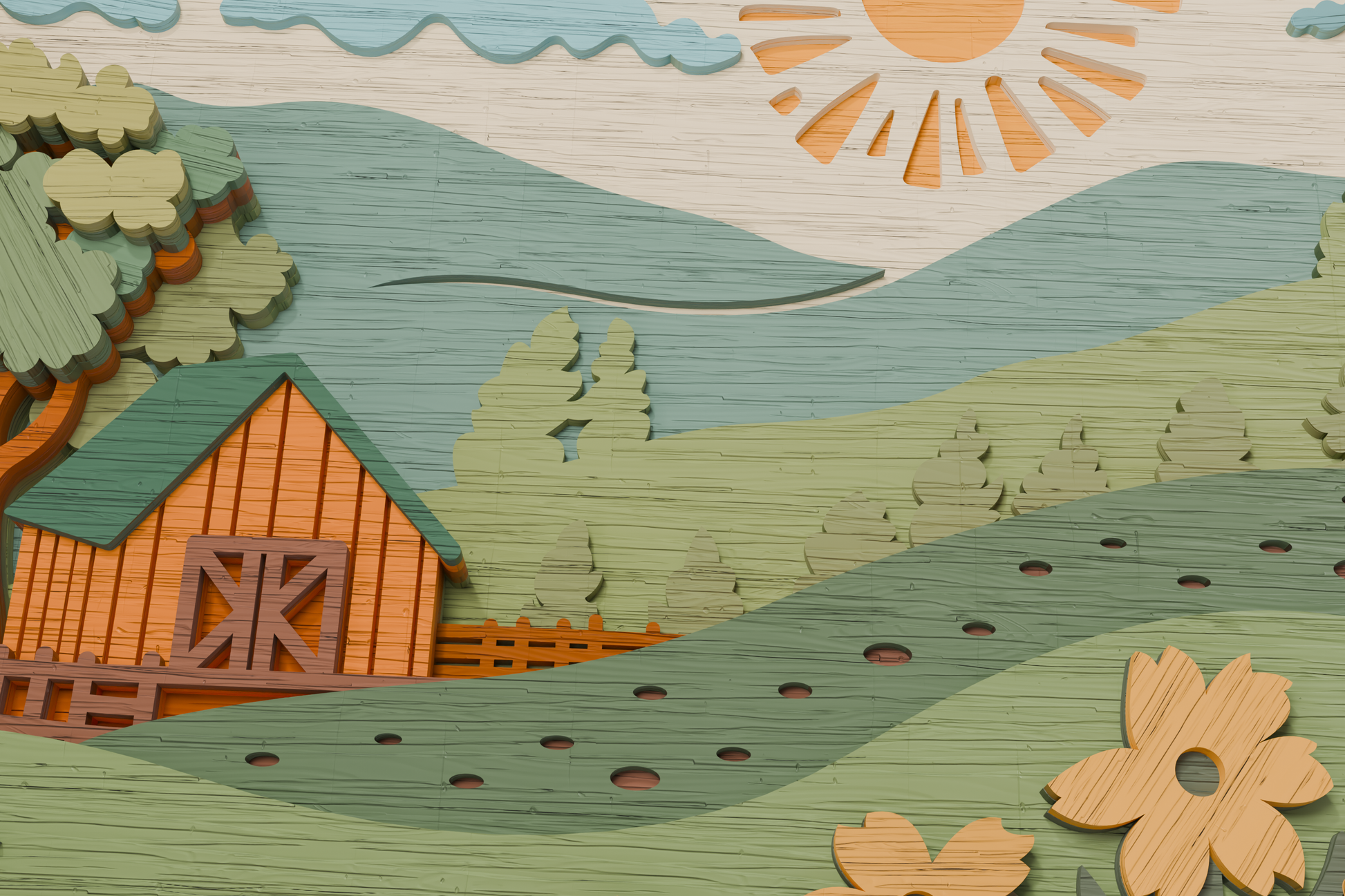 DIY barn scene shadow box SVG for Silhouette

