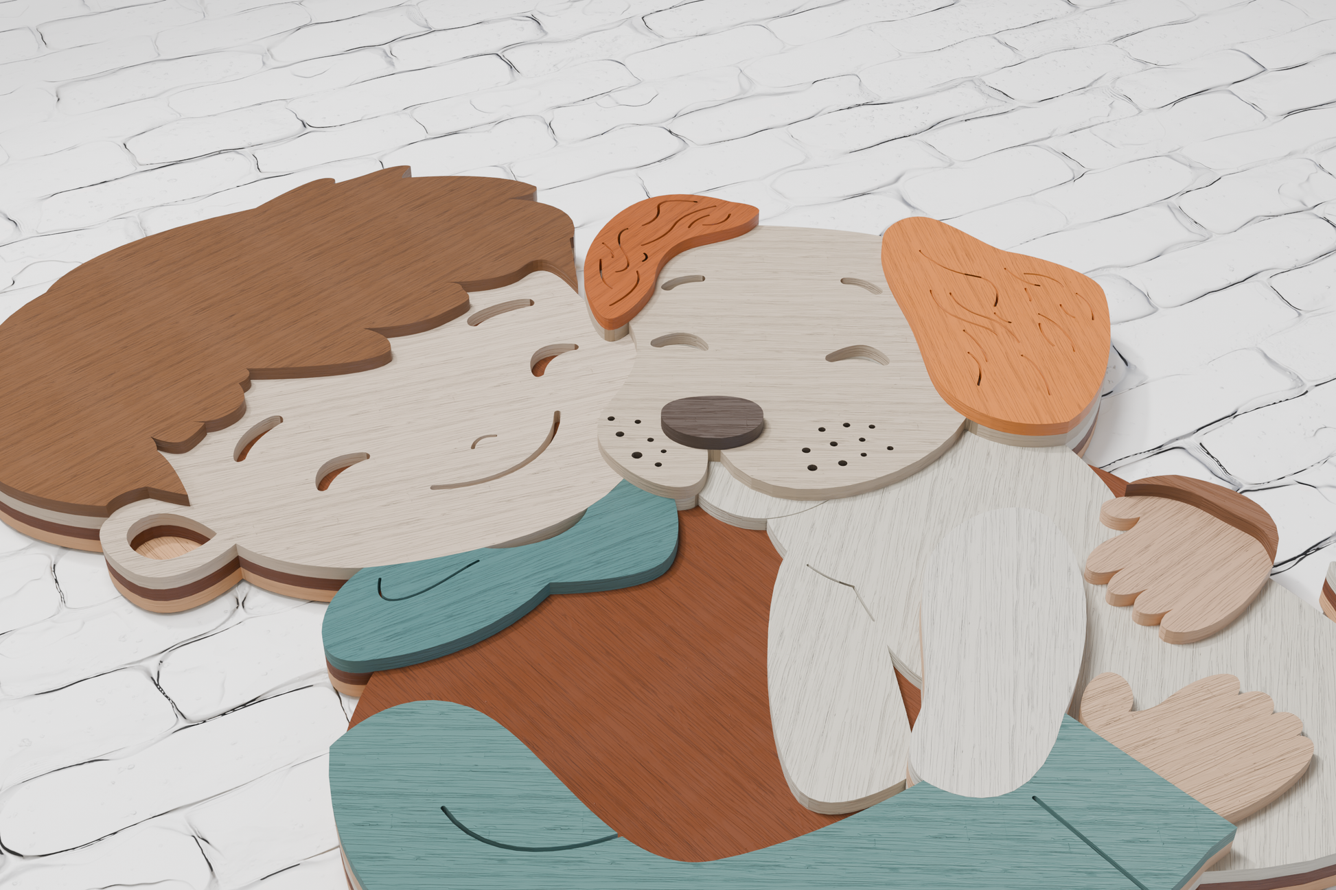DIY boy and dog mandala shadow box SVG file

