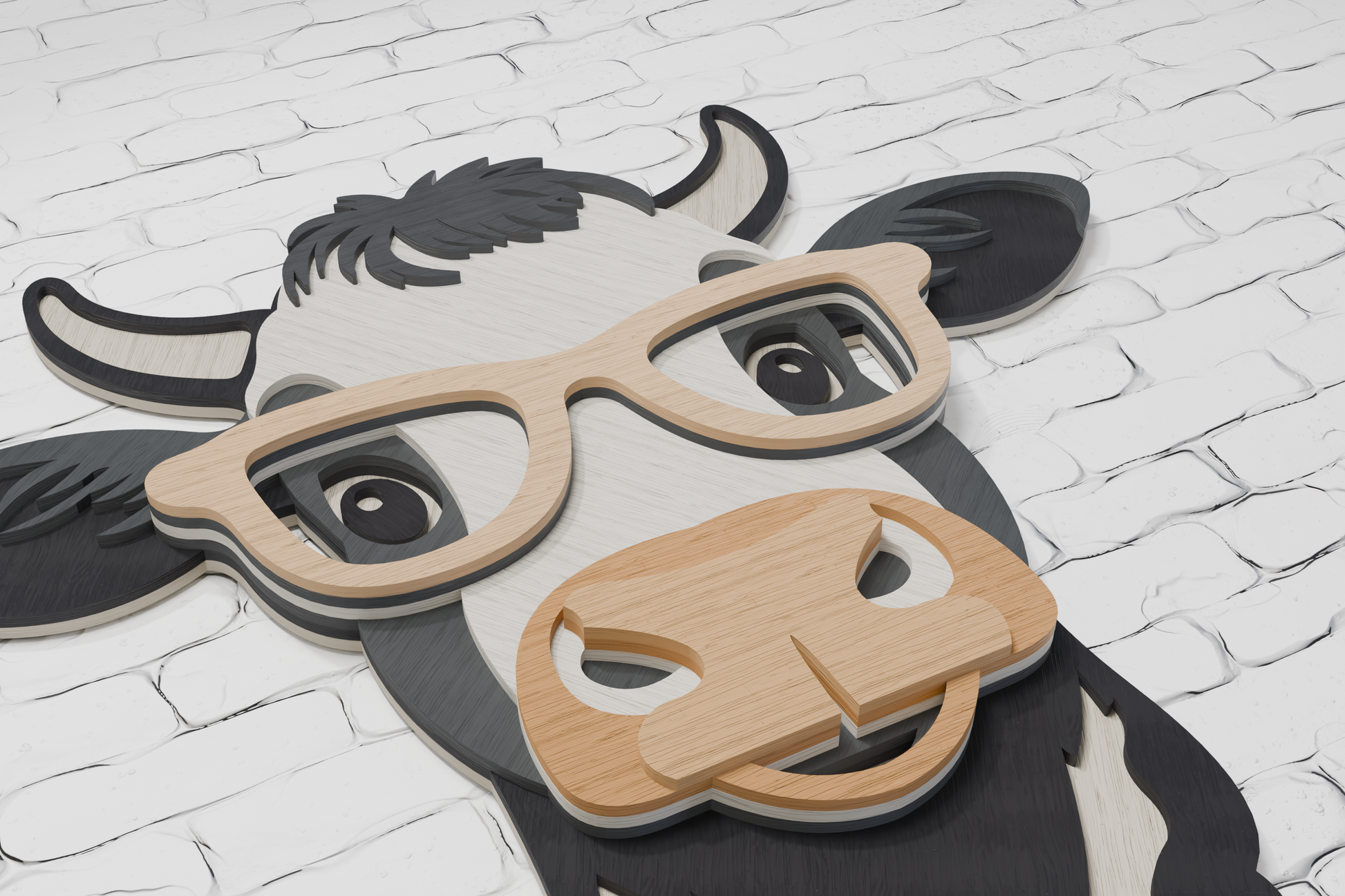 DIY cow with glasses shadow box SVG for Silhouette

