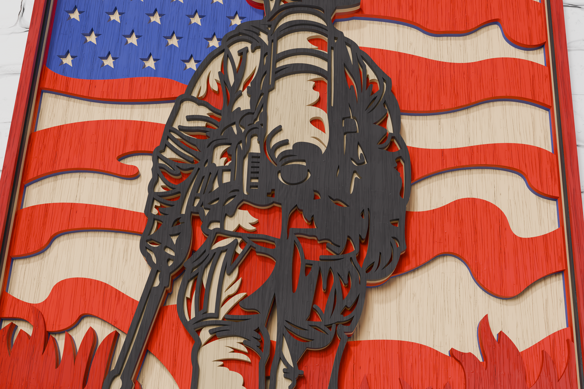 DIY firefighter flag shadow box SVG for Silhouette

