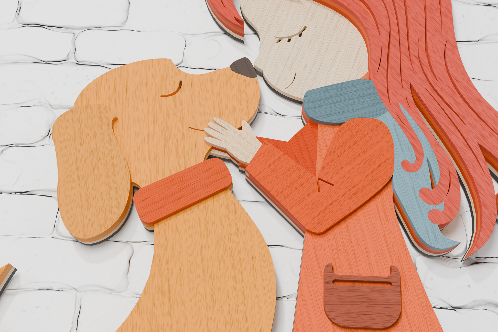 DIY girl with dog shadow box SVG for Silhouette

