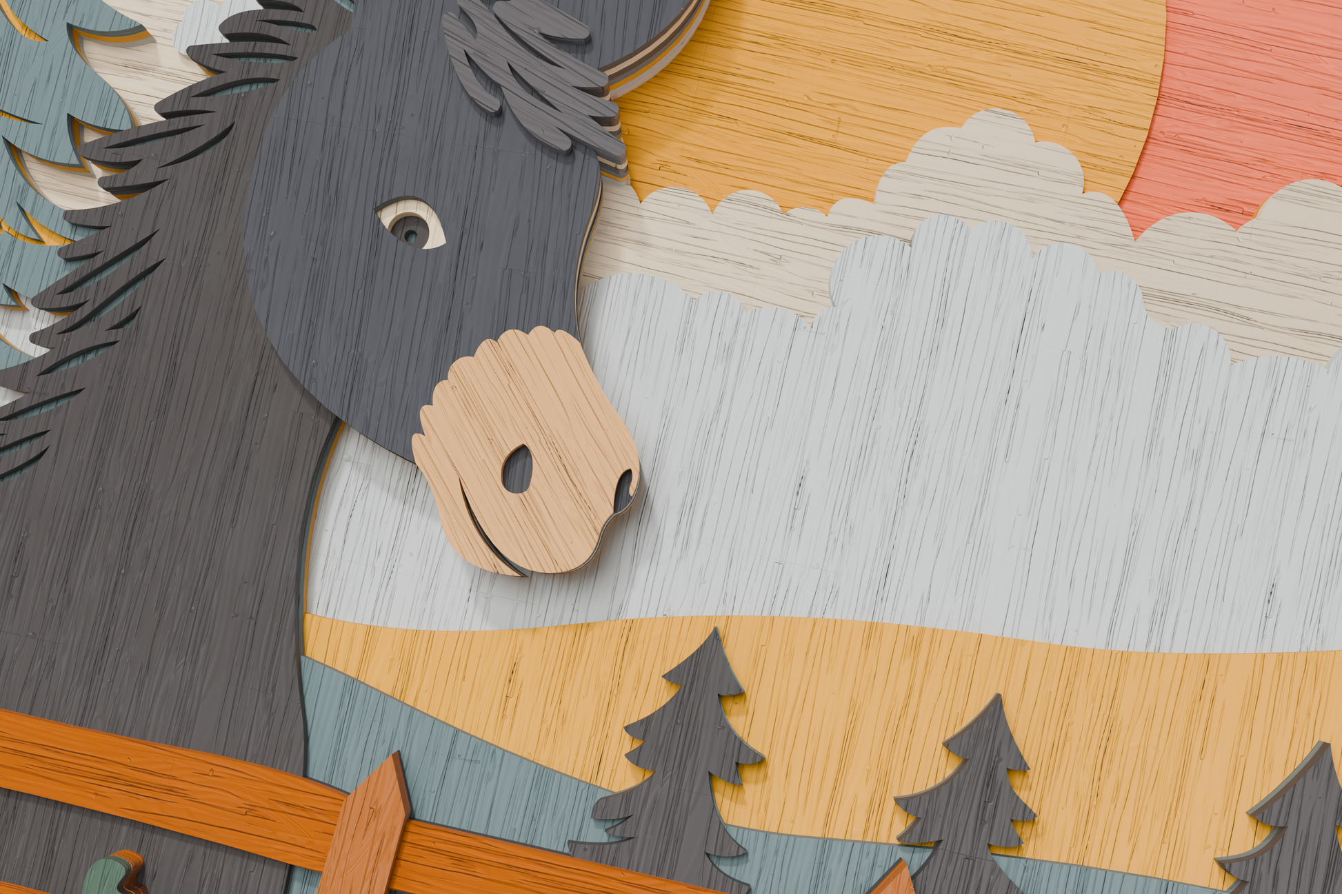 DIY kids colorful paper shadow box using peeking donkey SVG