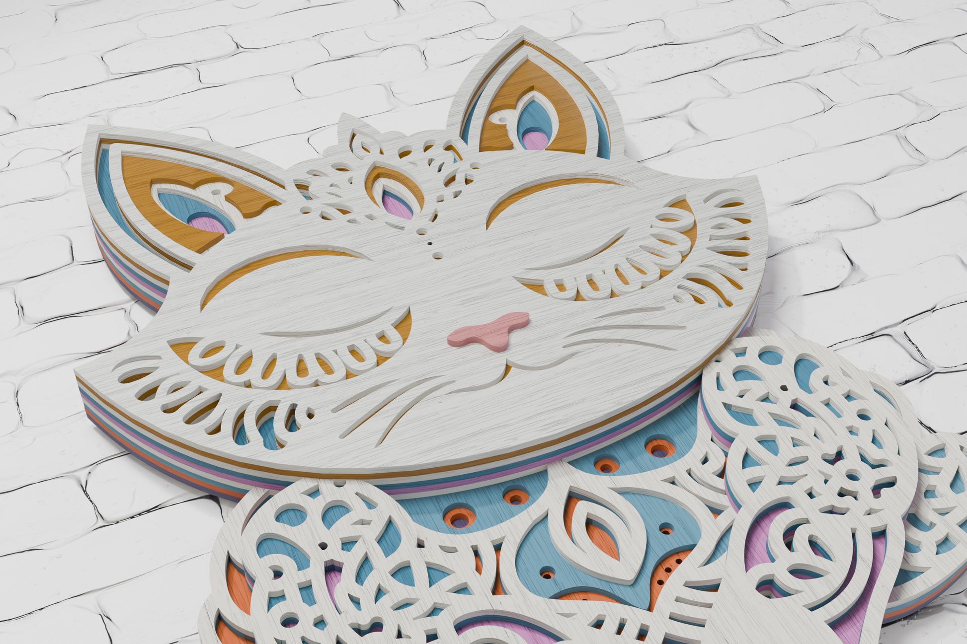 DIY laser cut project mandala cat silhouette shadow box

