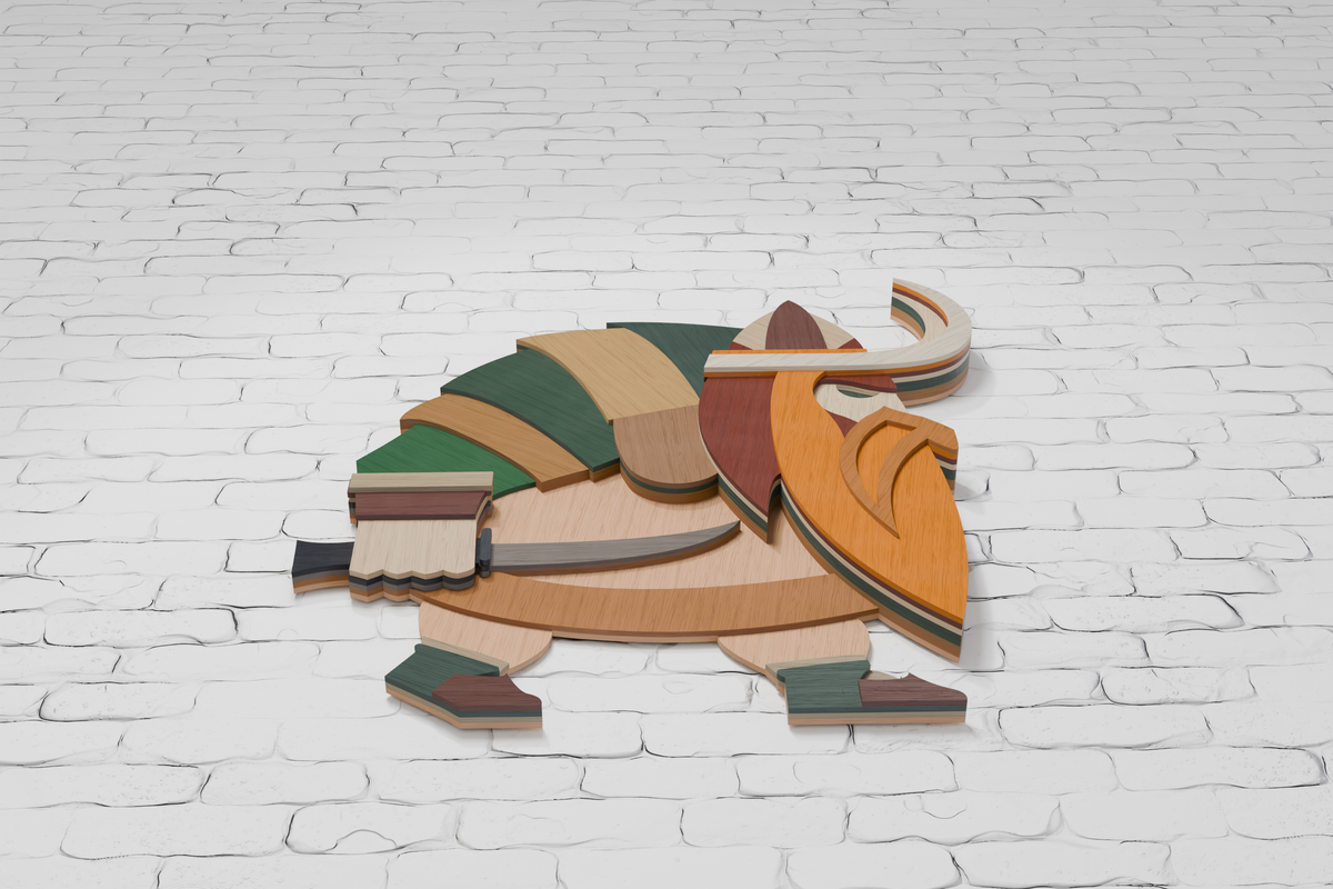 DIY paper craft Viking Warrior layered design template