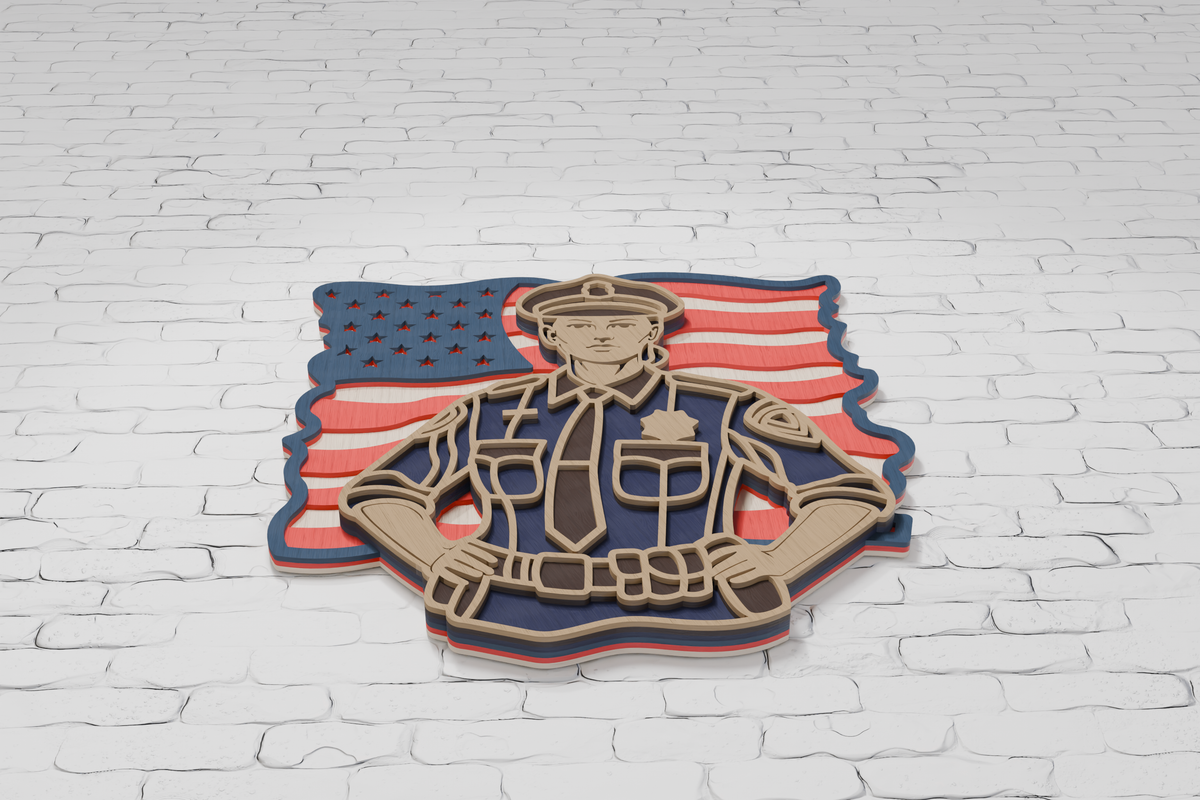 DIY paper craft Woman Police Officer American Flag design