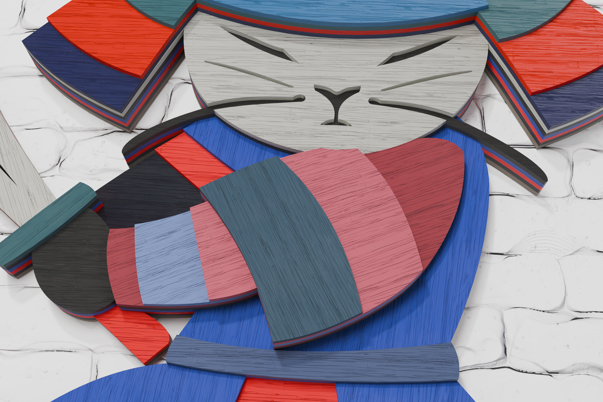 DIY samurai cat shadow box SVG for Silhouette

