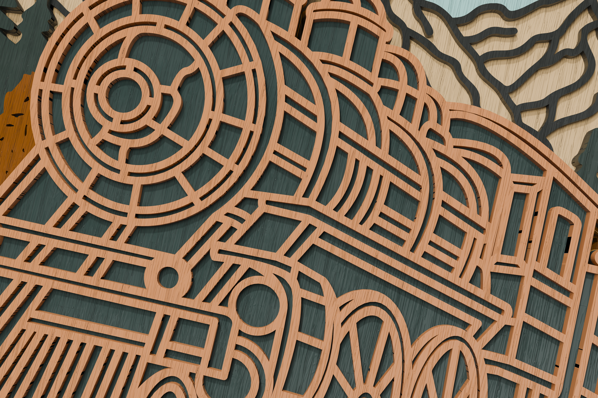 DIY shadow box train engine laser art

