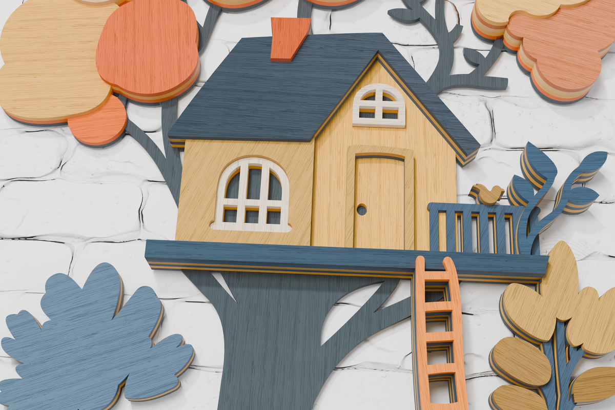 DIY treehouse shadow box SVG for Silhouette

