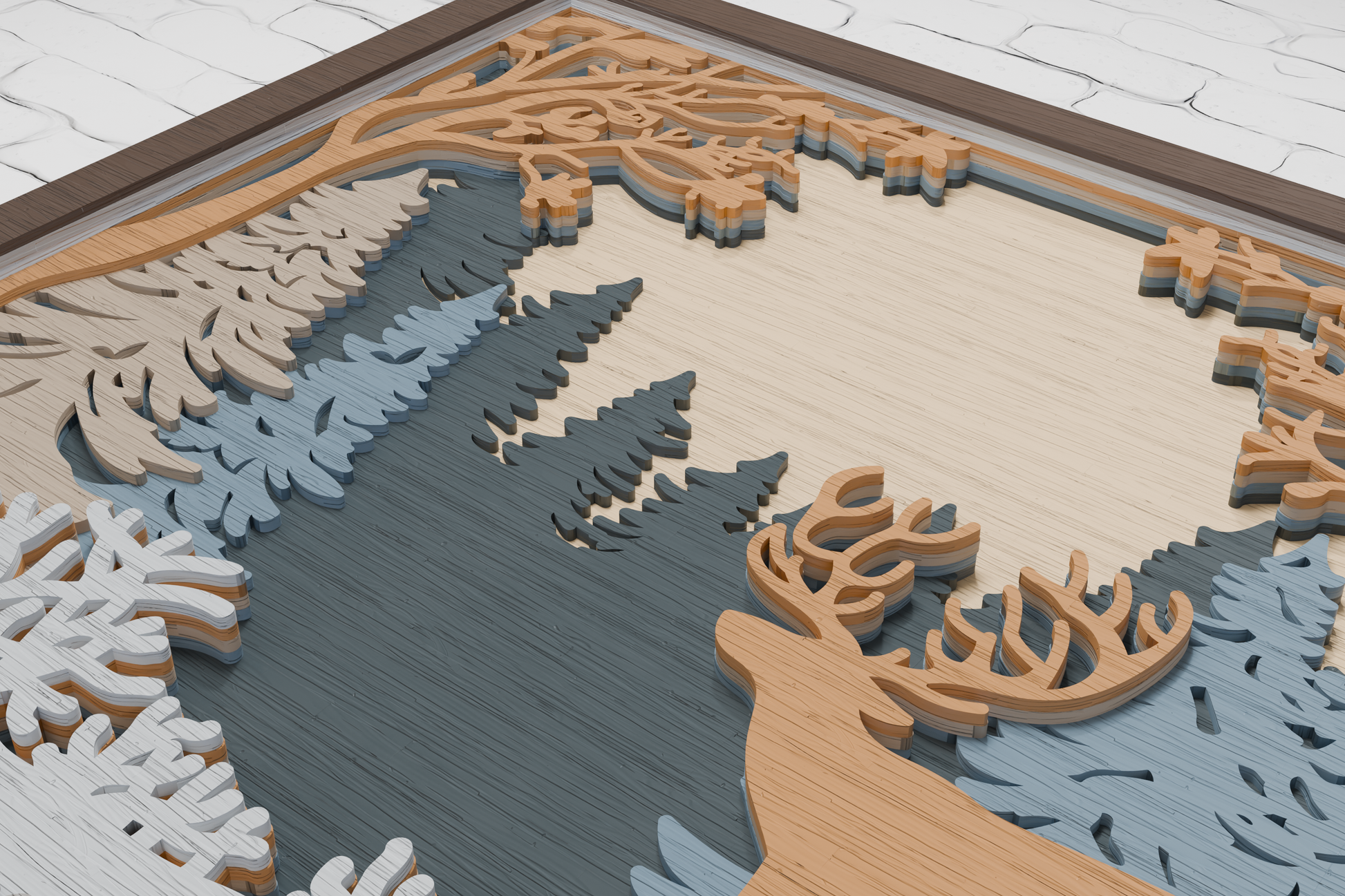 Deer-in-Forest-Layered-SVG-DXF-PDF-Formats