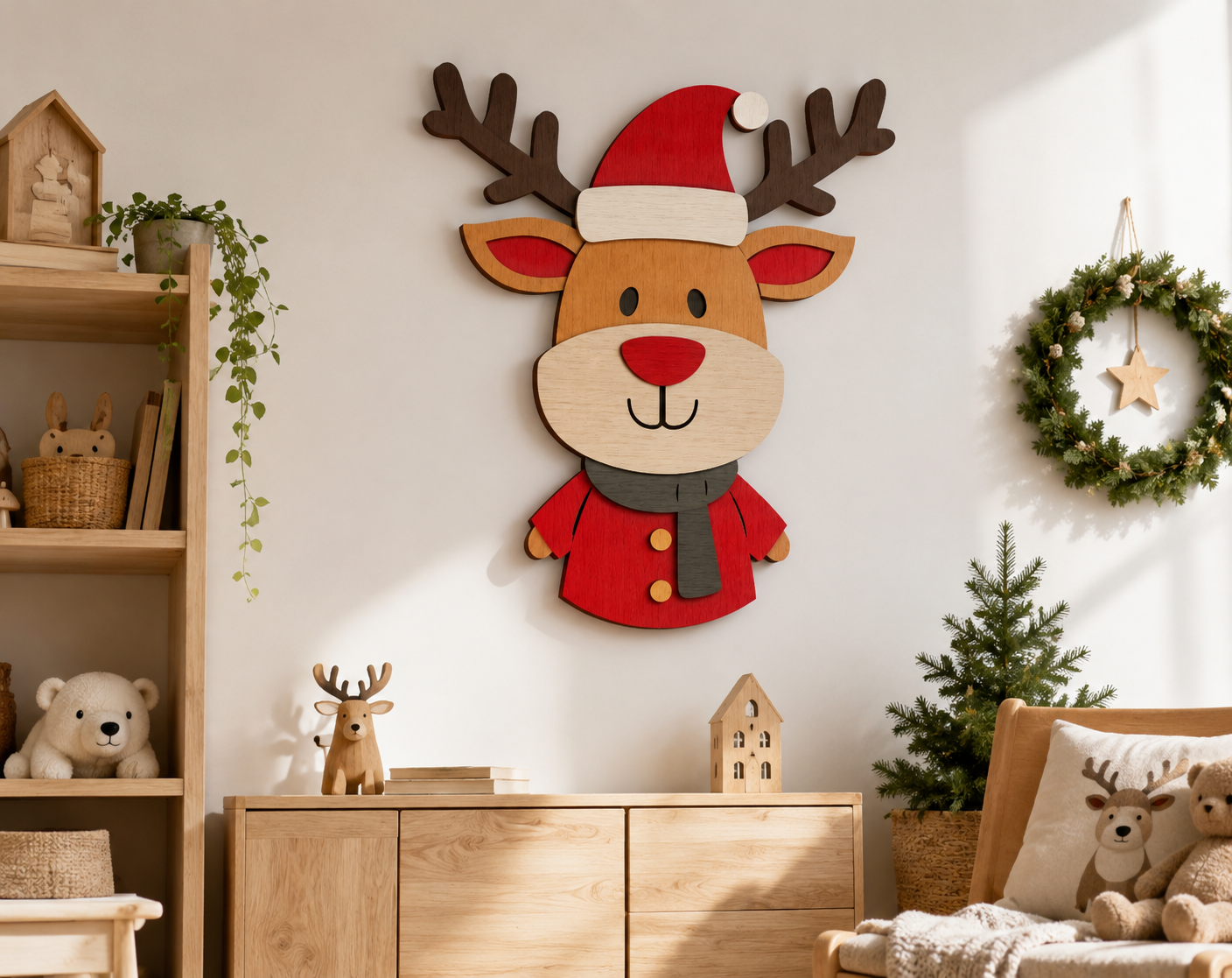 Deer Christmas Santa laser cut file