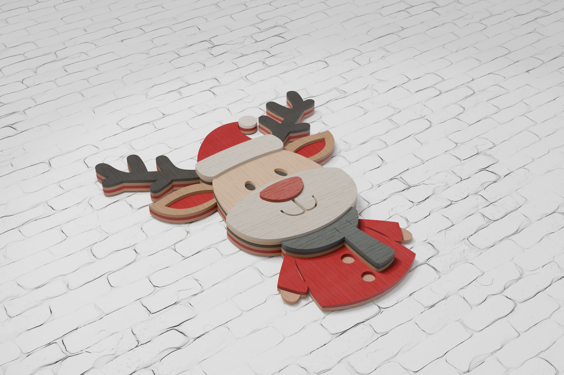 Deer Christmas Santa shadow box SVG