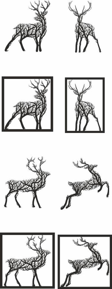 Deer Tree Style Wall Art Svg Vector Panel Files Laser Cutting