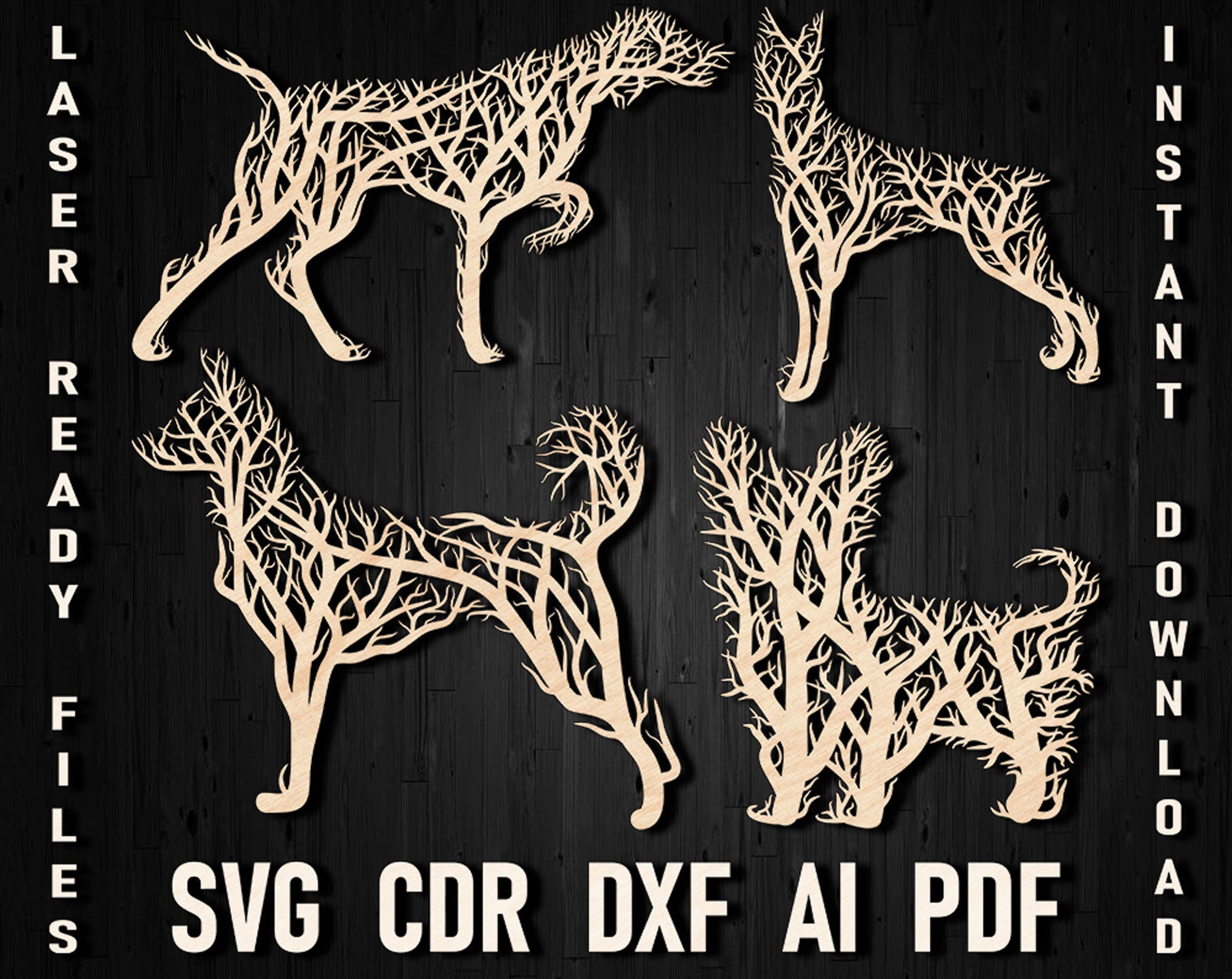 Dog Tree Style Wall Laser Cut Decor