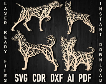 Dog Tree Style Wall Laser Cut Decor