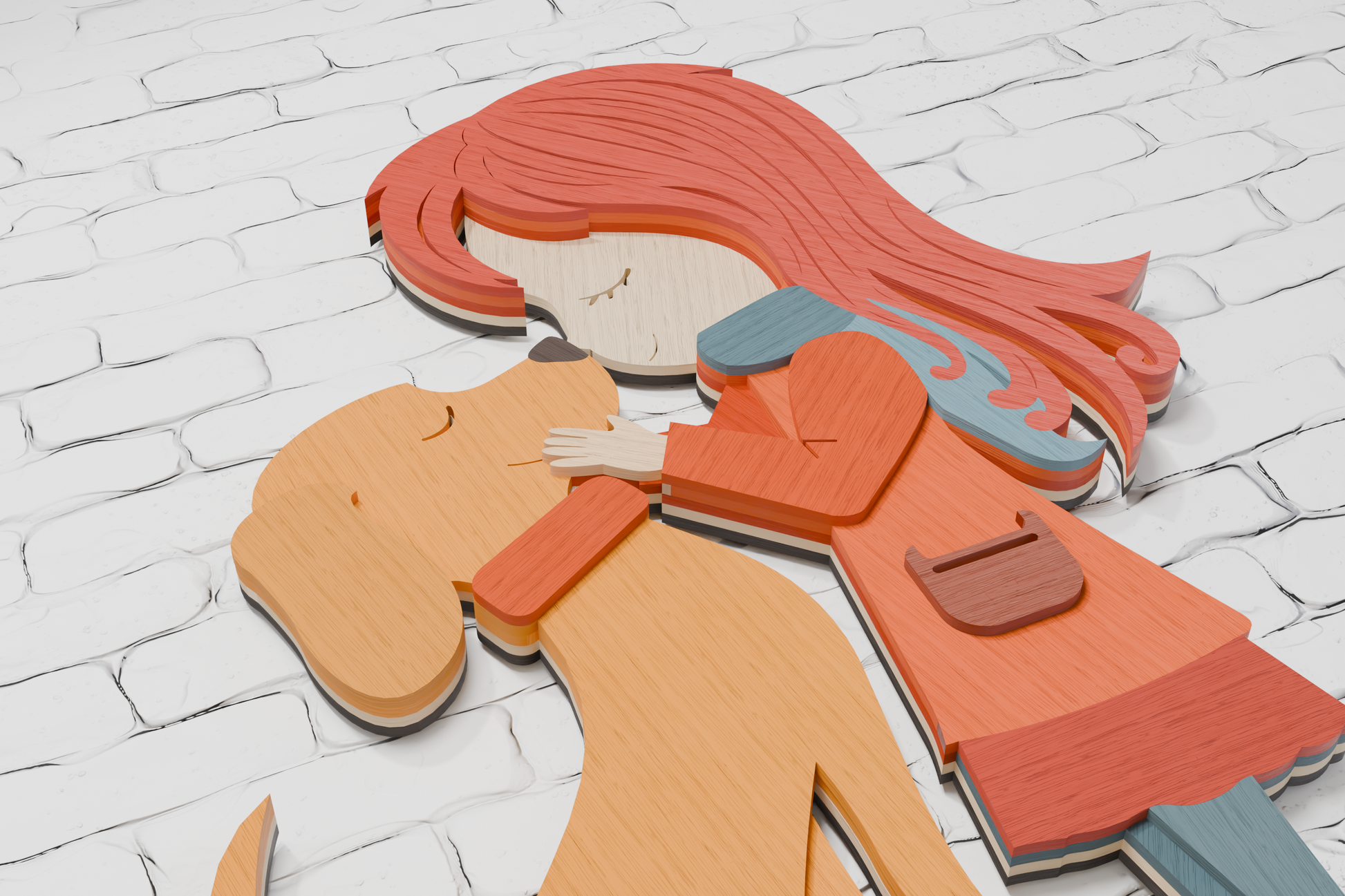 Dog and girl digital file formats CDR DXF AI

