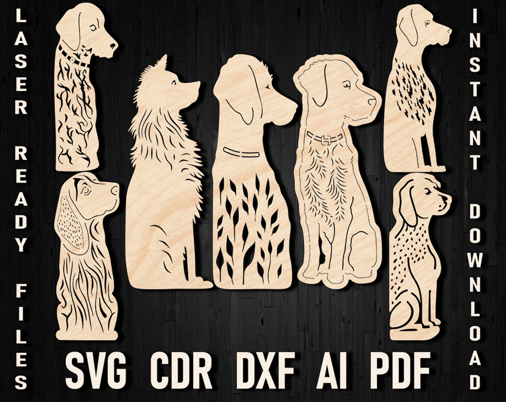 Dogs bookmark laser cutting svg files