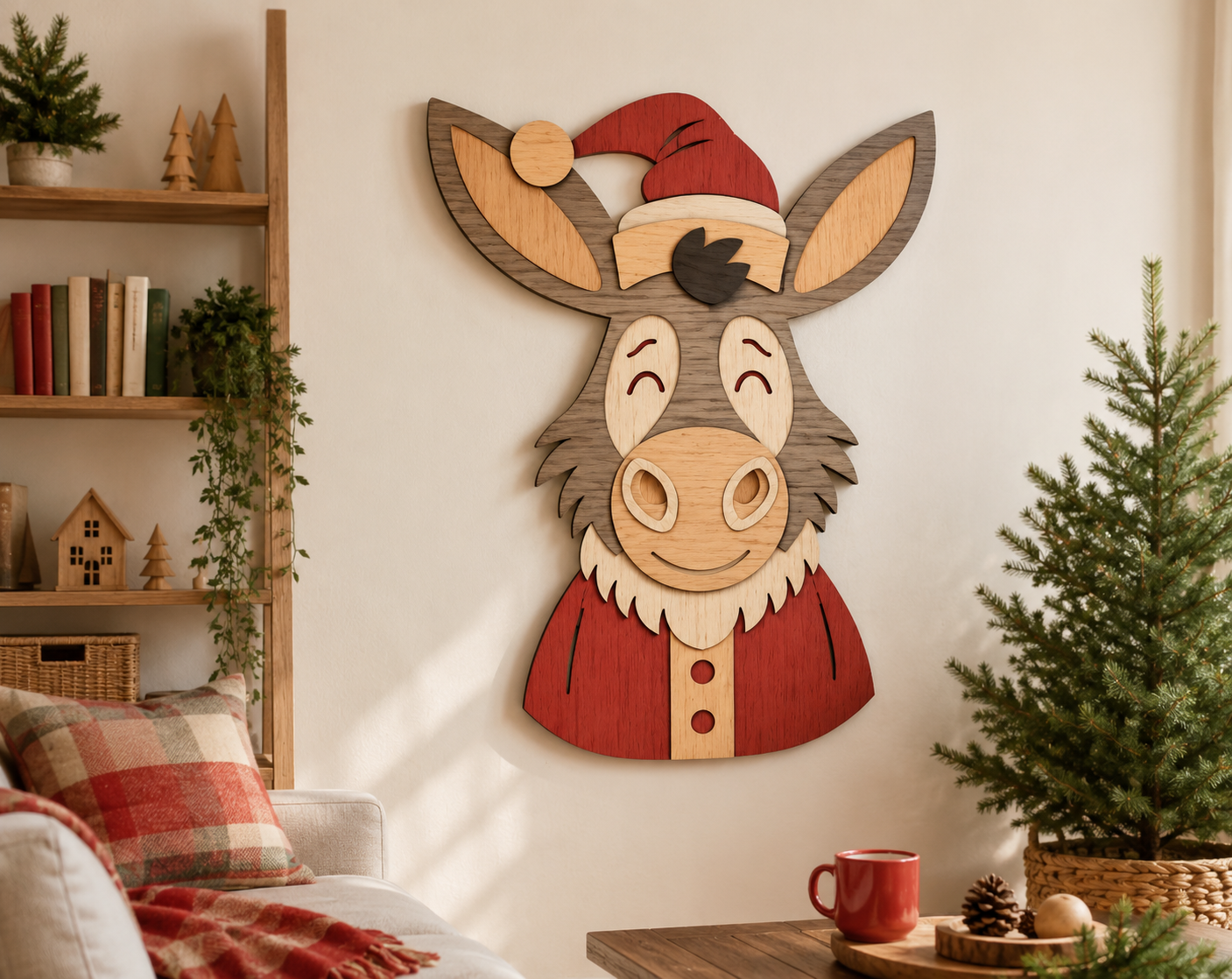 Donkey Christmas Santa laser cut file