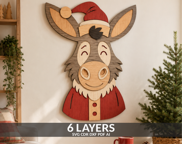 Donkey Christmas Santa layered SVG