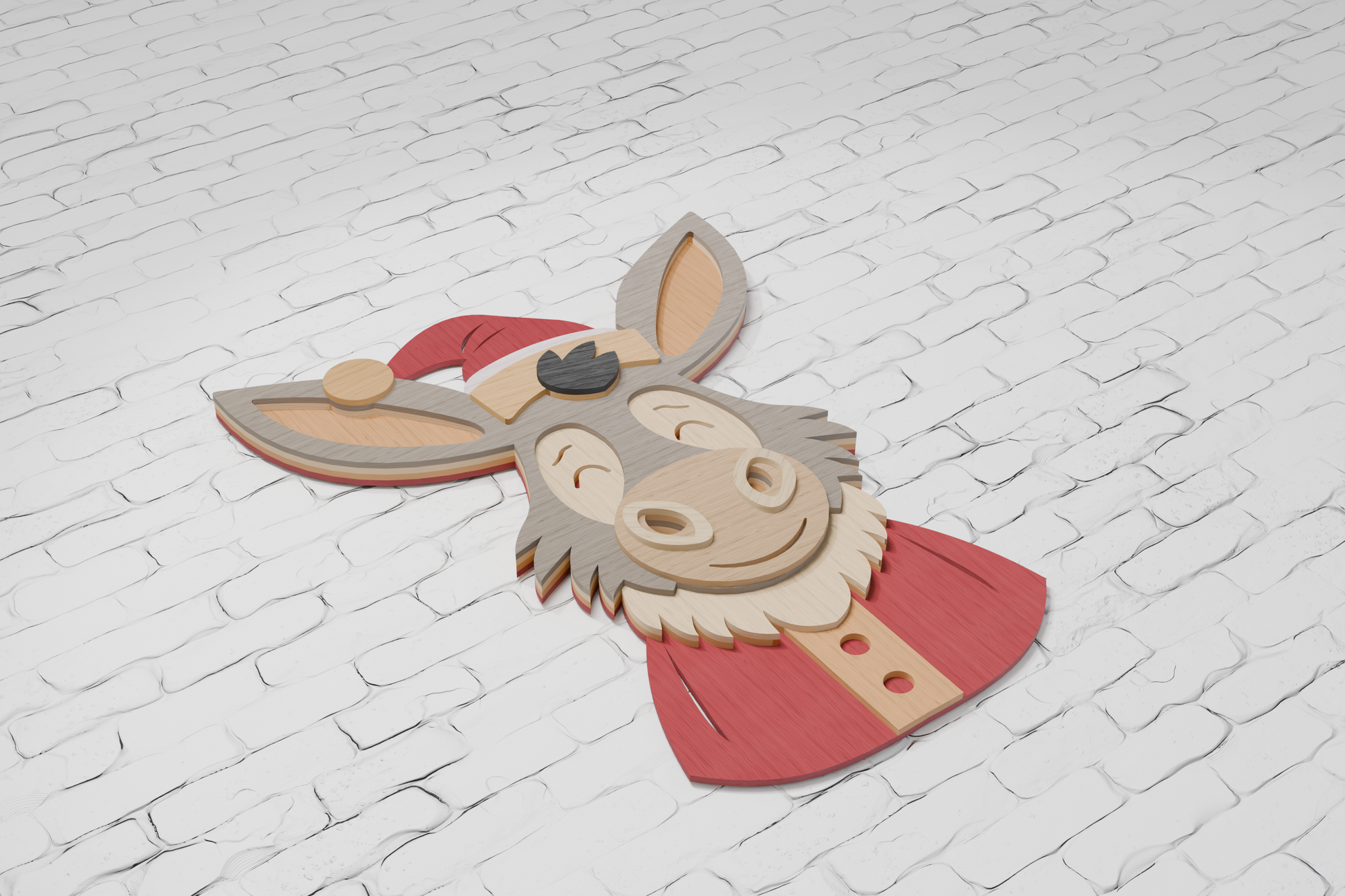 Donkey Christmas Santa shadow box SVG