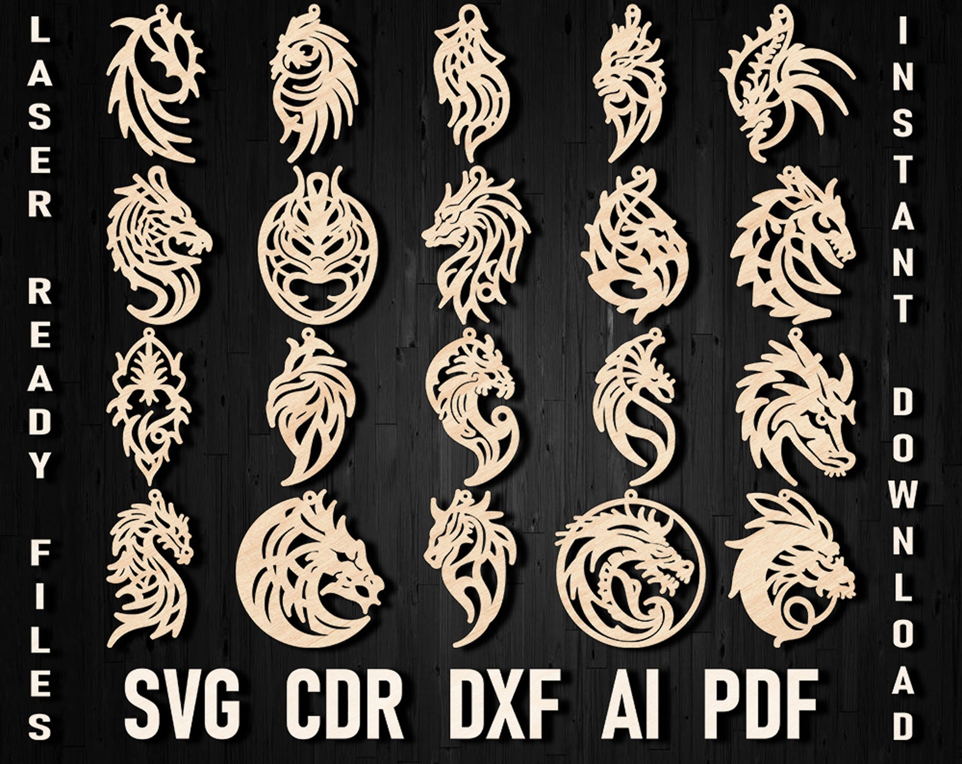 Dragon svg laser cutting earrings