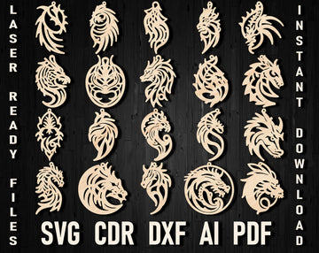 Dragon Earring SVG Bundle: Mystical Laser Cut Designs for Glowforge & Cricut – Wood, Leather & Dragon Wings