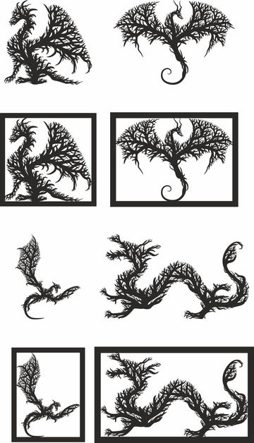 Dragon Tree Style Wall Art Panel Vector Files For Laser Cut