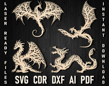 Dragon Tree Style Wall Art Panel Vector Files For Laser Cut