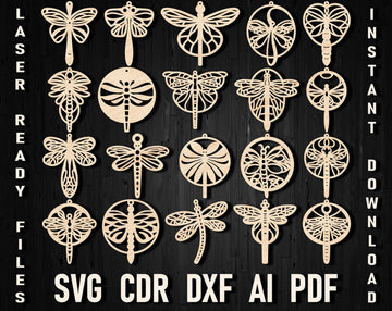 Summer Dragonfly Earrings SVG - Laser Cut Templates for Glowforge, Cricut & Lightburn (DXF/SVG)