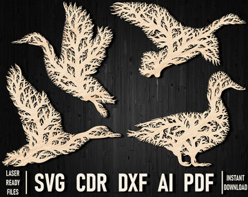 Duck Tree SVG Premium Laser Cutting File for Wall Decor | Custom Wood Panel Design