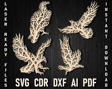 Dxf Tree Style Eagle Wall Hanging Panel Vector Laser Cut Files