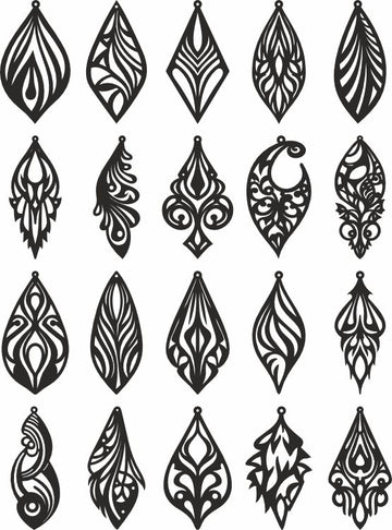 Long Earring Templates Style Laser Cutting and Glowforge Pattern Bundle Files