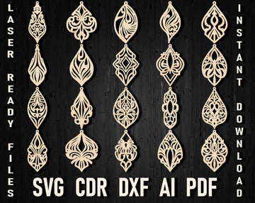 Laser Cut Edwardian Earrings SVG Files | GlowForge & Cricut Compatible | Renaissance & Antique Style Design Project