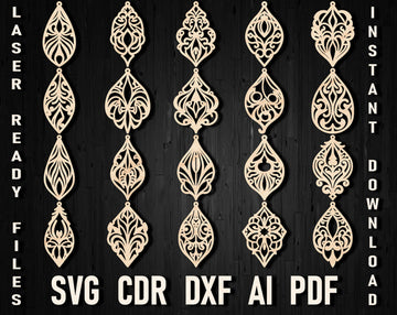 Edwardian earrings dxf ornaments bundle