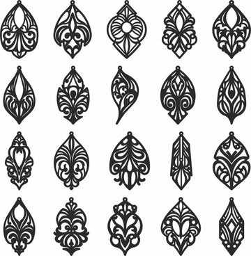 Edwardian Laser Cut Earrings SVG Bundle | GlowForge & Laser Projects | Basic Wooden Shapes Designs (SVG, DXF, PDF)