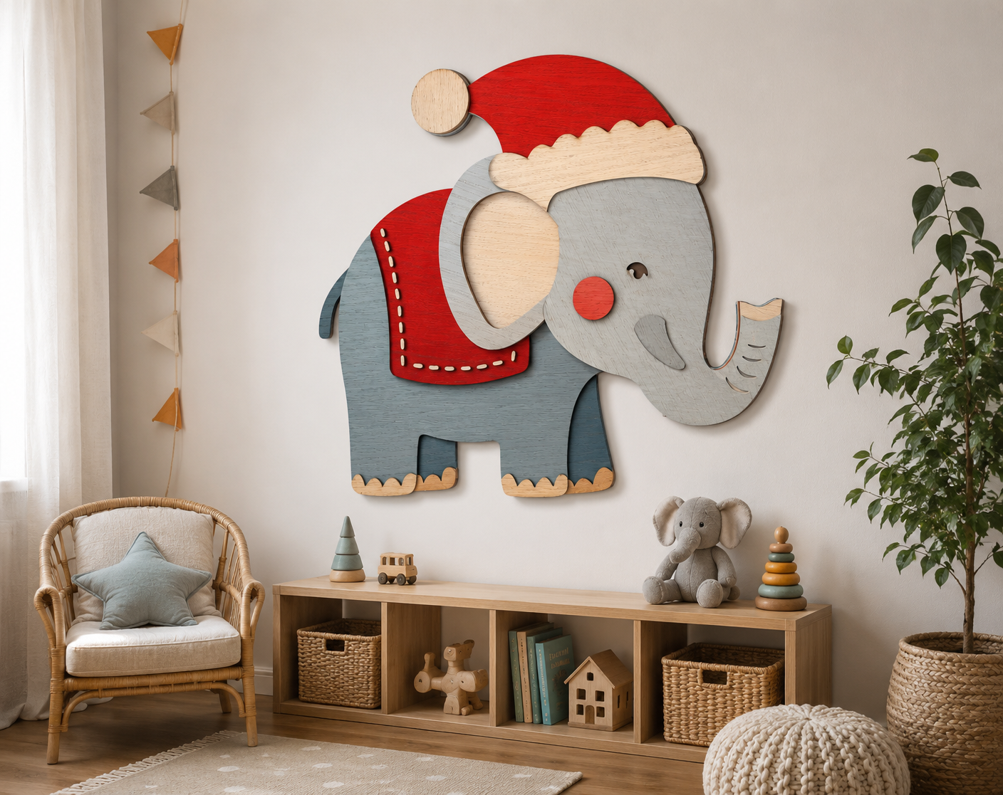 Elephant Christmas Santa laser cut file