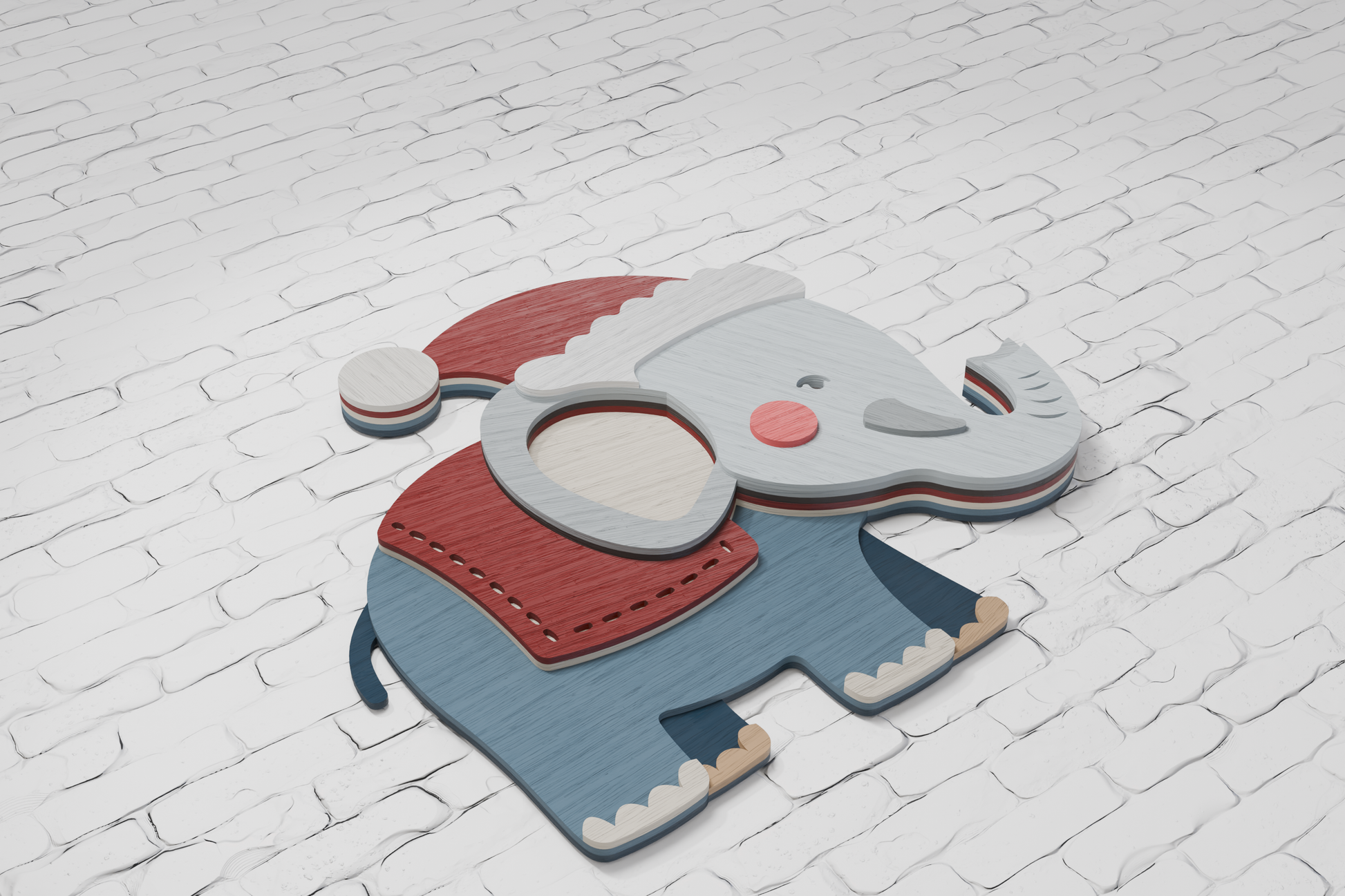 Elephant Christmas Santa shadow box SVG