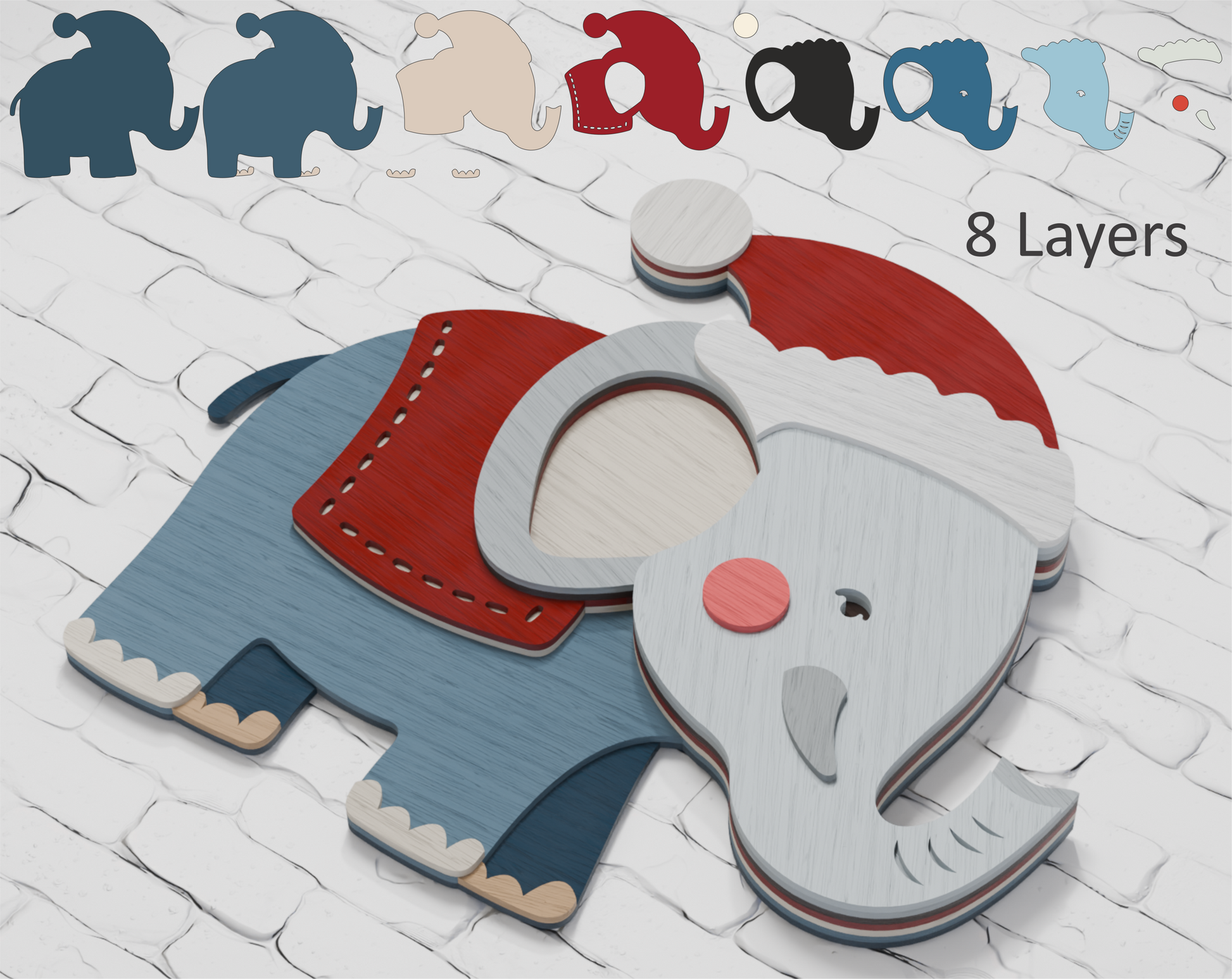 Elephant Santa Christmas SVG