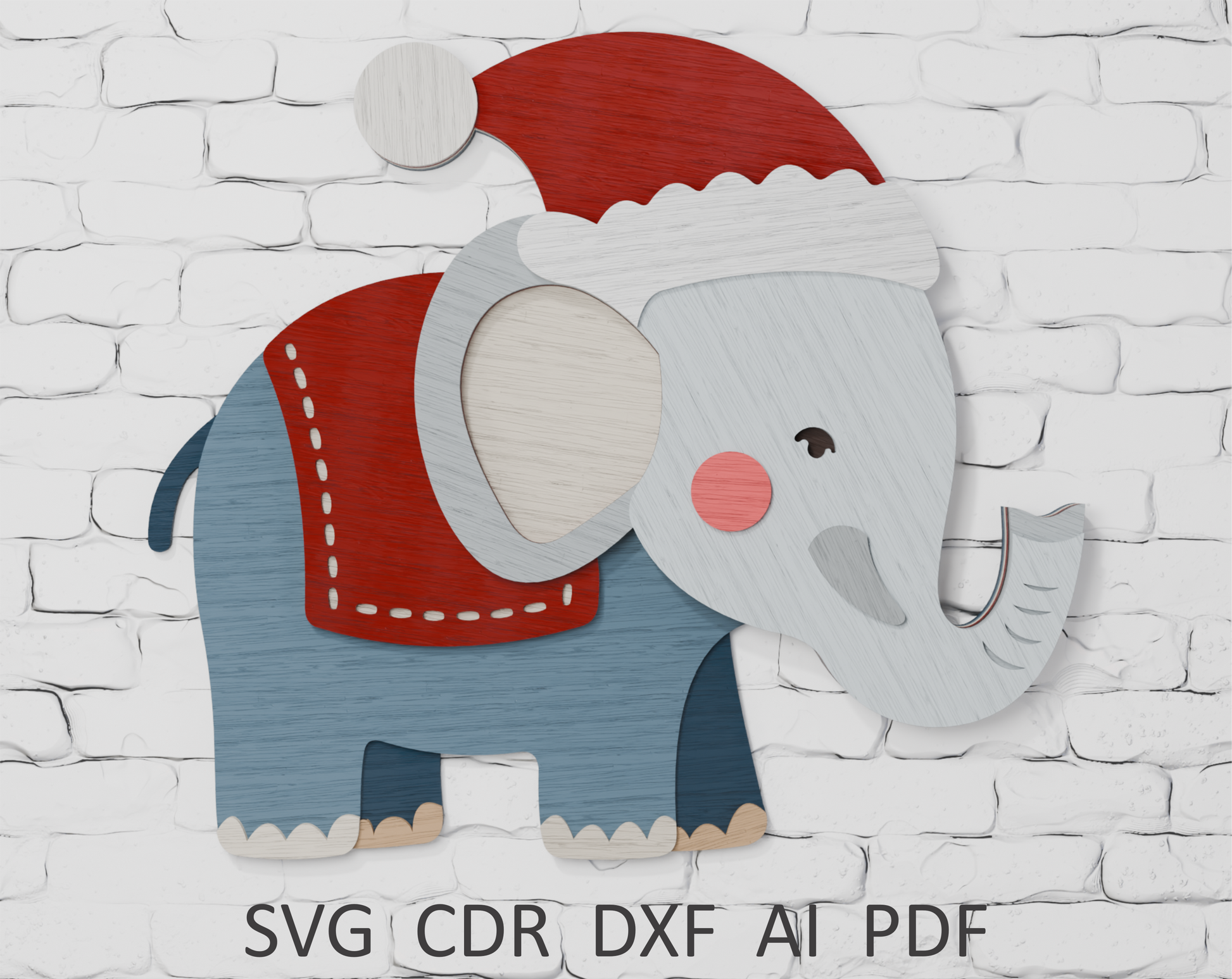 Elephant Santa multilayer SVG