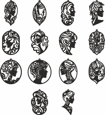 Women Face Earrings SVG Files: Laser Cut Designs – Glowforge Templates for Jewelry Making