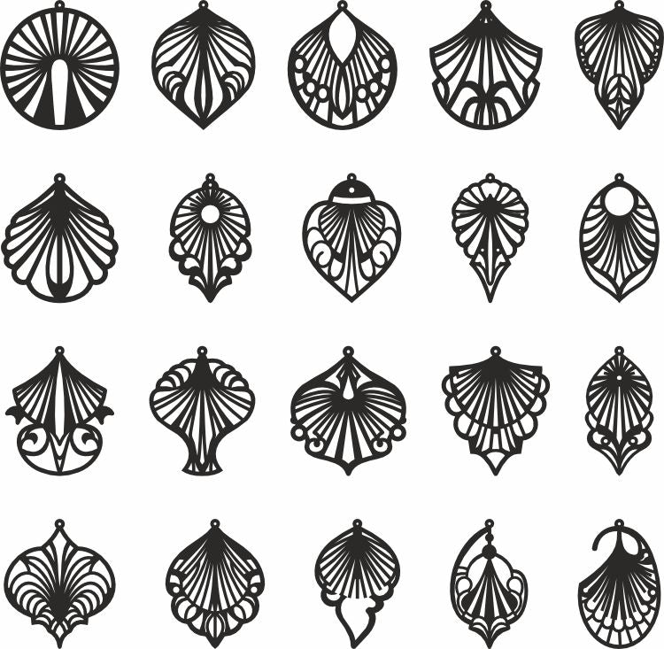 Fan earrings svg templates bundle